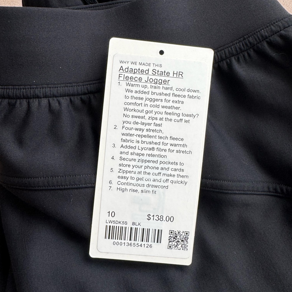 Lululemon Adapted State HR Fleece Jogger pant black in excellent condition 10 - Picture 12 of 13